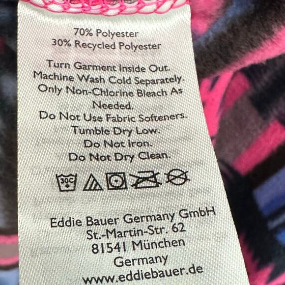 Eddie Bauer Black Pink Blue Aztec Pullover Quest Fleece 1/4 Zip Jacket Med NEW - Picture 7 of 8